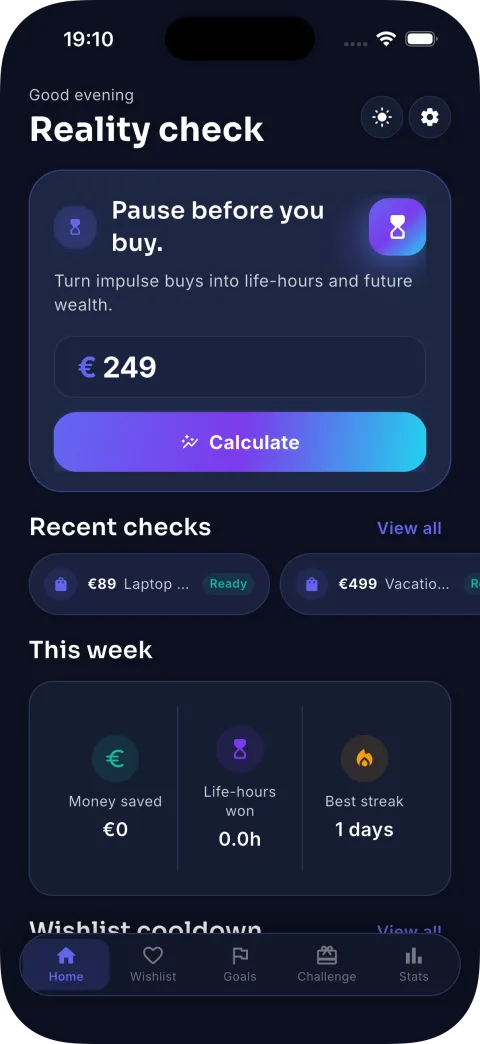 PausePrice app interface
