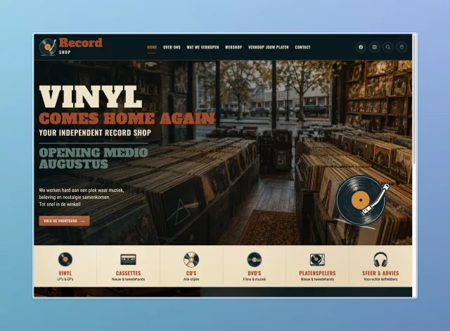 Recordshop Website app interface