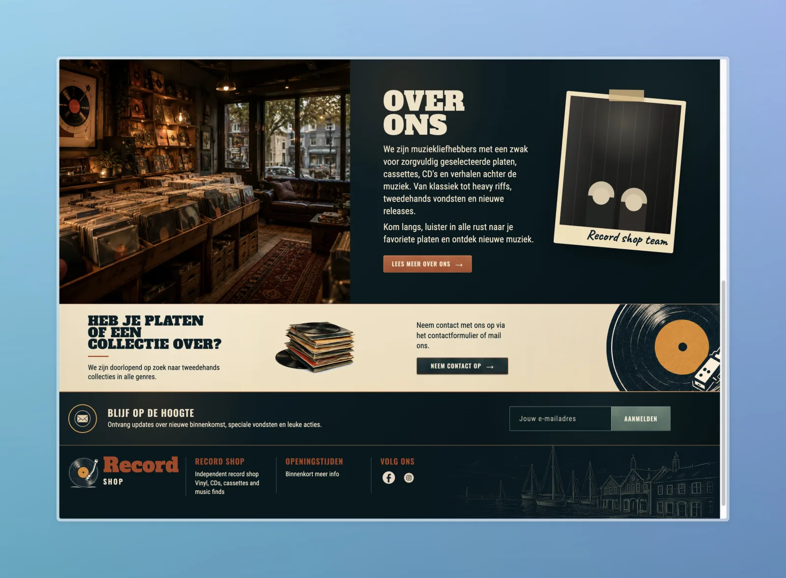 Recordshop alternate homepage view